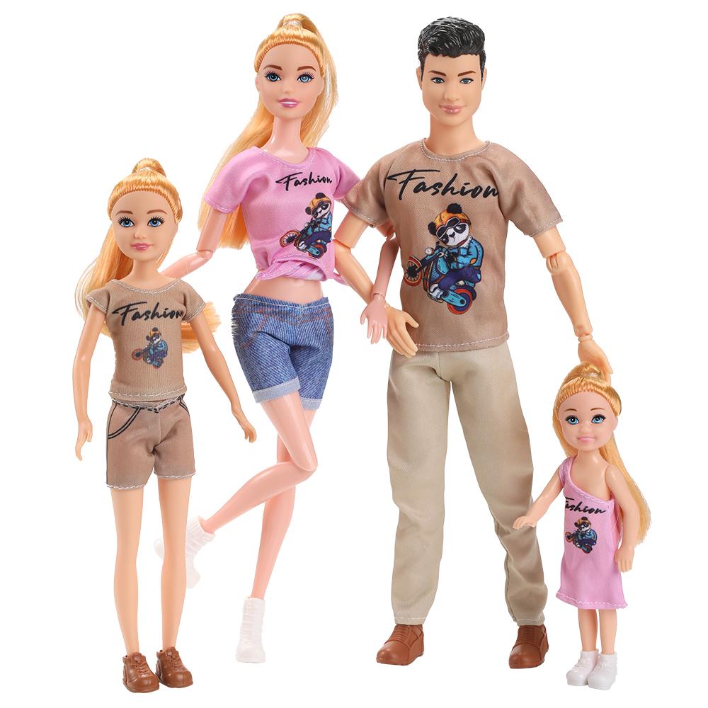 Famiglia 4 Pezzi Bambole Casa dei Giochi per Bambini Giocattolo Bambola Principessa Bambina Famiglia 4 Pezzi Grande Piccolo Modello Genitore-Figlio Fratello Sorella Modello Giocattolo