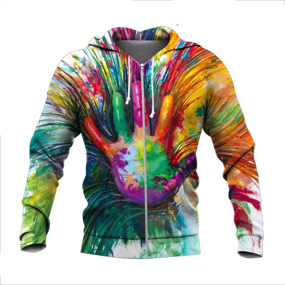 New Autumn and Winter Men's Halloween Skull 3D Printing Hooded Zipper Hoodie Men's Sweatshirt 3D Harajuku Hoodie