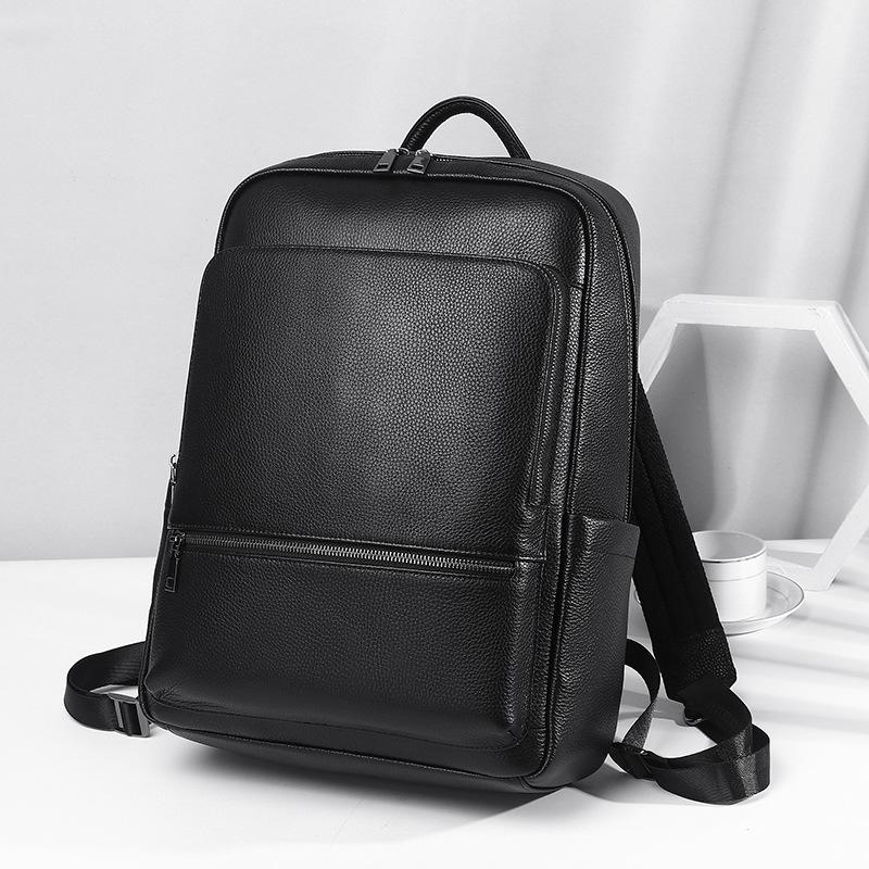 Large Capacity Men's Cowhide Leather Backpack - Casual and Business Travel Shoulder Bag In Fashionable Style