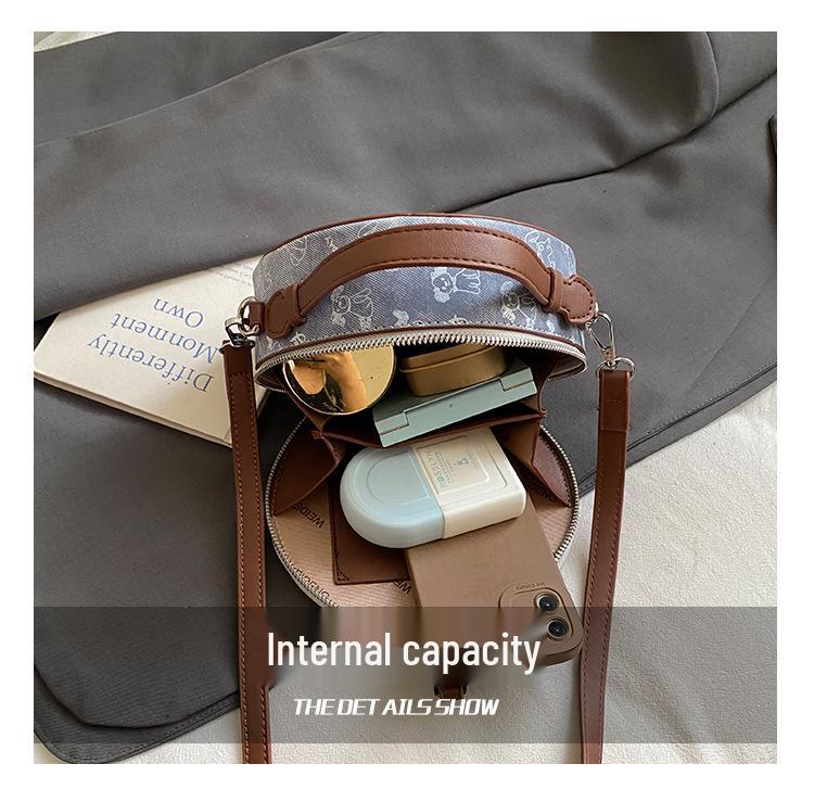 Women's Round Cake Bag - Stylish Print, Small Fragrance Design, Versatile Shoulder/Crossbody Handbag