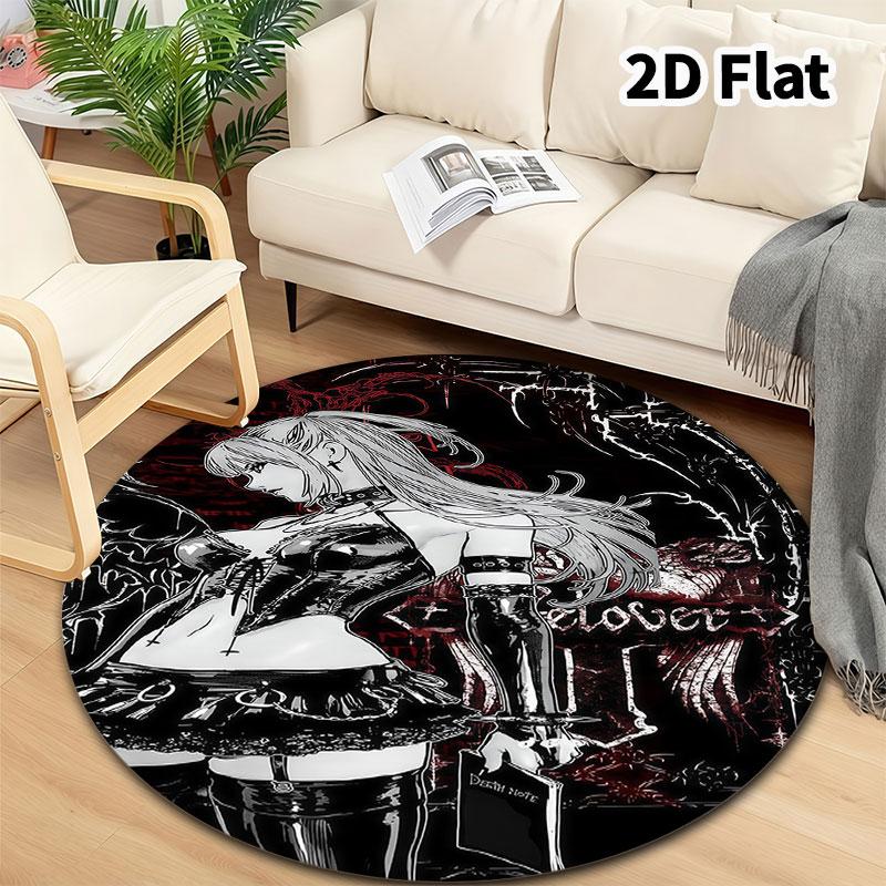 Death Note Round Area Rug Carpet Rug For Living Room Bedroom Sofa Playroom Decor Nonslip Floor Mat