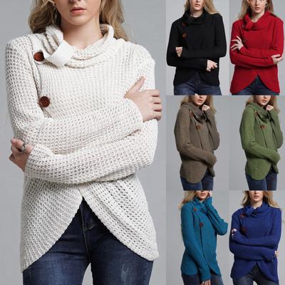 Women's Fashion Knit High Neck Long Sleeve Large Size Loose Sweater