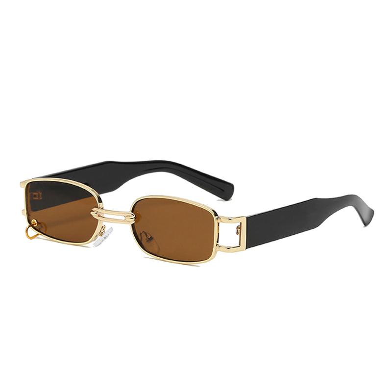 SHAUNA Ins Popular Fashion Small Rectangle Women Luxury Sunglasses Vintage Metal Ring Decoration Men Punk Sun Glasses UV400