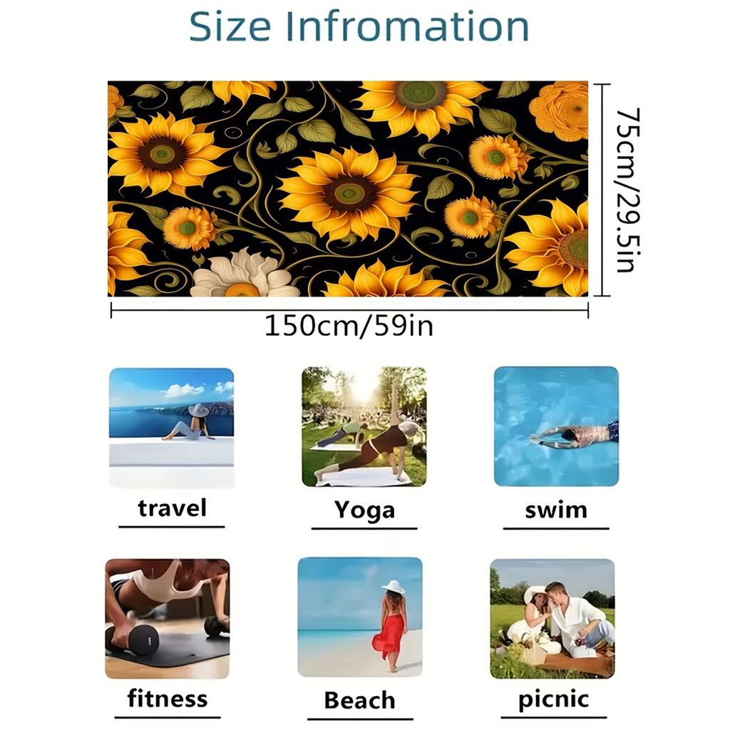 Super Soft Sunflower Beach Towel – Quick-Dry Microfiber, 250gsm, Lightweight Travel Towel for Beach, Yoga, Picnic, Fall Theme