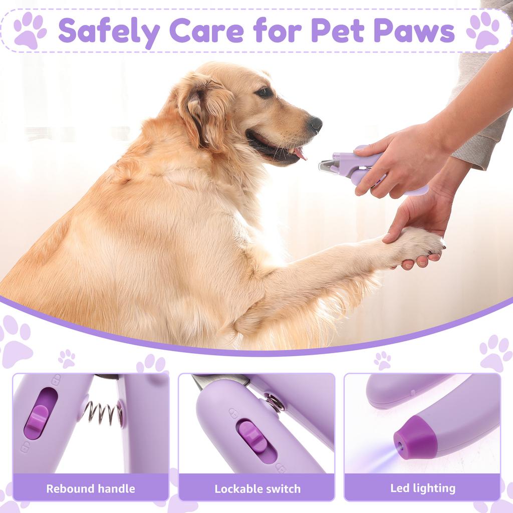 Pet Nail Clipping Tool Plastic Cat Dog Nail Clipper with LED Lights Dog Nail File Tool Professional Pet Grooming Products