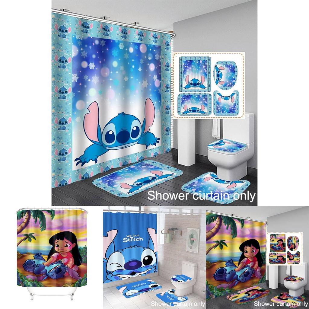 Lilo Stitch Duschvorhang Wasserdicht Schimmelresistent Und Niedlich Heimdekoration