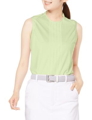 Adidas Golf Golf Three Sleeveless Mock Neck Almost Lime Women's Shirt, Stripes, Shirt, J/S