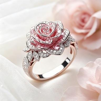 Trendy Flower Shape Rose Gold Color Two Piece Set Inlay Stone Rings for Women Fashion Rings Accessories Custom Jewelry