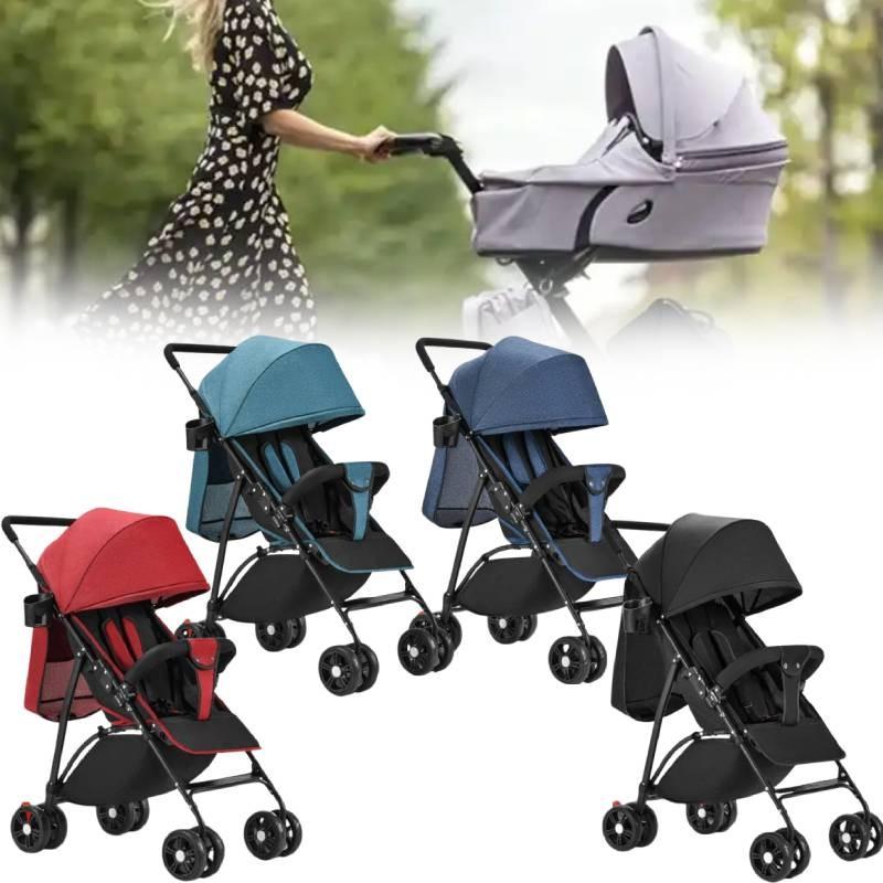 Solid Four Color Wheeled Baby Stroller Lightweight Foldable Convertible Seat
