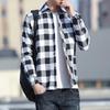 Men's Plush Thickened Long-Sleeve Plaid Shirt - Korean Winter Style