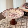 Ruhan Ceramic Light Luxury High-Footed Fruit/Soup Plate with Wooden Base