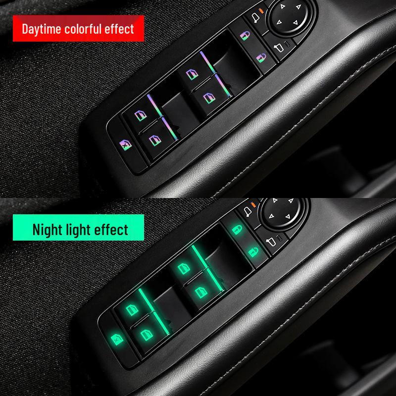 Pegatinas Fluorescentes para Botones Interiores de Coche - Pegatinas Impermeables y Resistentes al Desgaste para Elevalunas