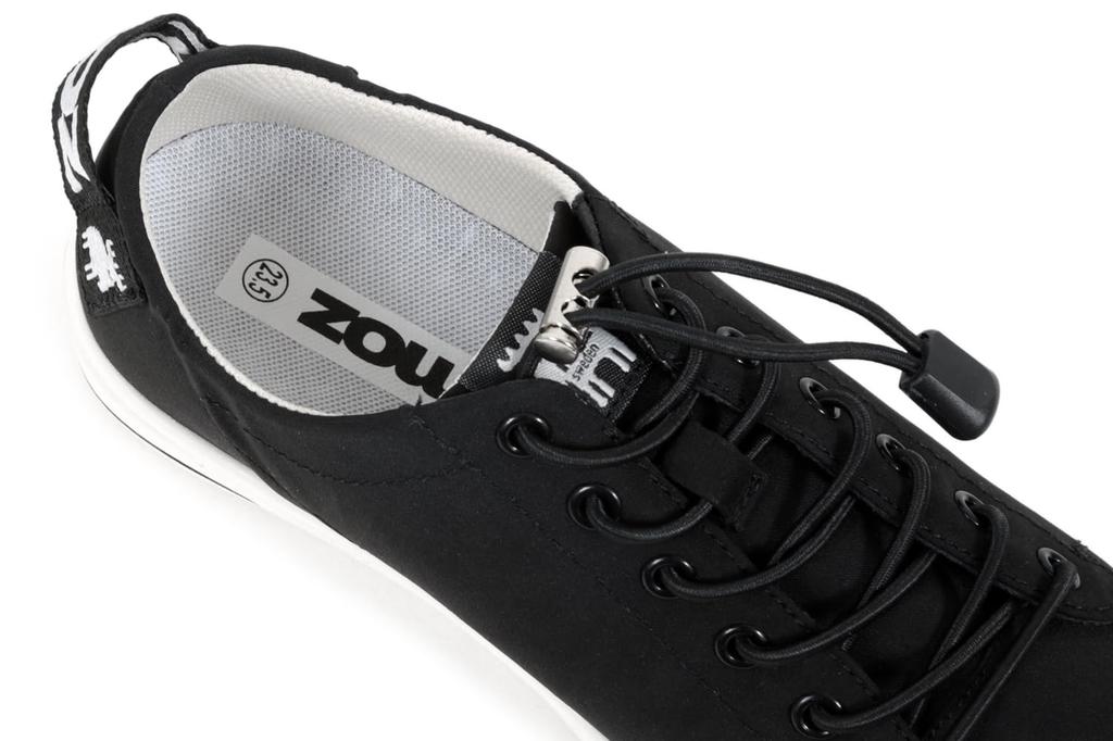 Mozu Waterproof Rain 4cm Stretch Elastic Size 23cm Women's Low-Top Sneakers, Waterproof, Non-Slip Sole, Laces, Black,