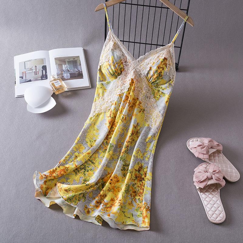 New sexy pajamas women's summer ice silk nightdress suspender shorts loungewear two-piece suit thin Internet celebrity live broadcast