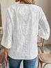 2025 Summer Loose V-Neck Lace Embroidered Women's Pullover Shirt