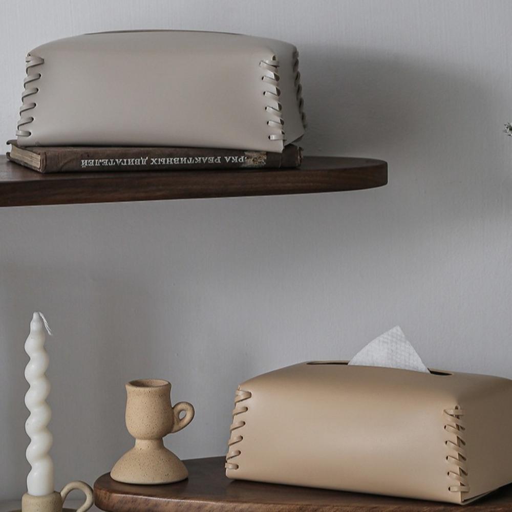 Luxury Woven Tissue Box PU Leather Paper Towel Cover Creative Napkin Case  Living Room