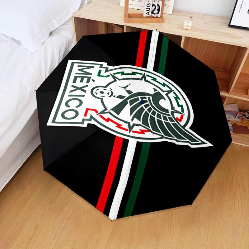Mexico Football Crest Umbrella Folding umbrella, automatic umbrella 8-Frame for Travel, camping Use Gift for Halloween Christmas