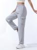 Women's Quick-Dry Summer Cargo Pants - Tapered, Breathable, Loose, Cuffed, Wide-Leg, Elastic, Thin Style for Running and Sport Activities.