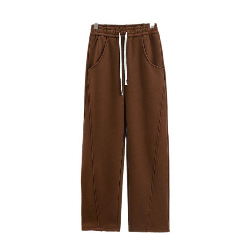 Women's Wide-Leg High Waist Winter Drape Sports Pants with Plush Velvet
