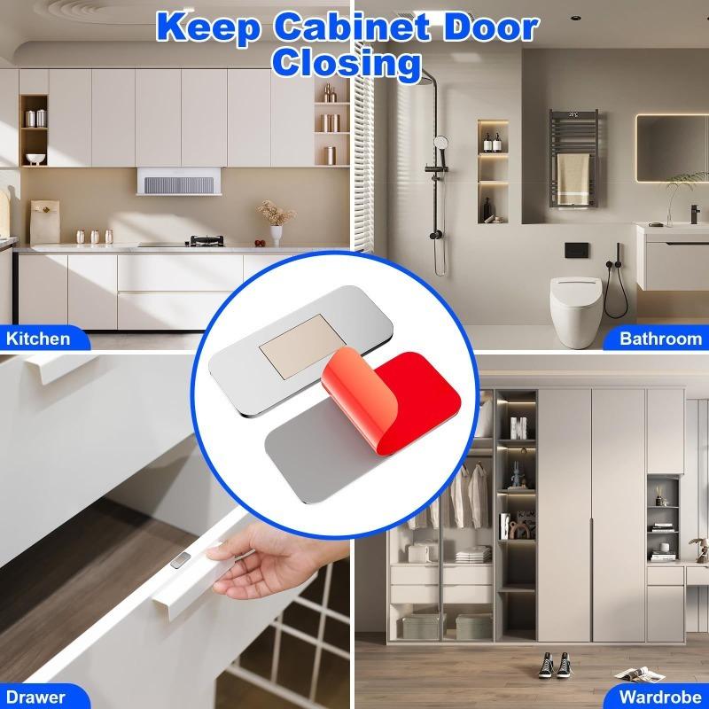 20Pcs/10Sets Ultra-Thin Magnetic Cabinet Catch, No-Drill Adhesive Mount for Kitchen Wardrobe Drawer, Strong Hold Rustproof