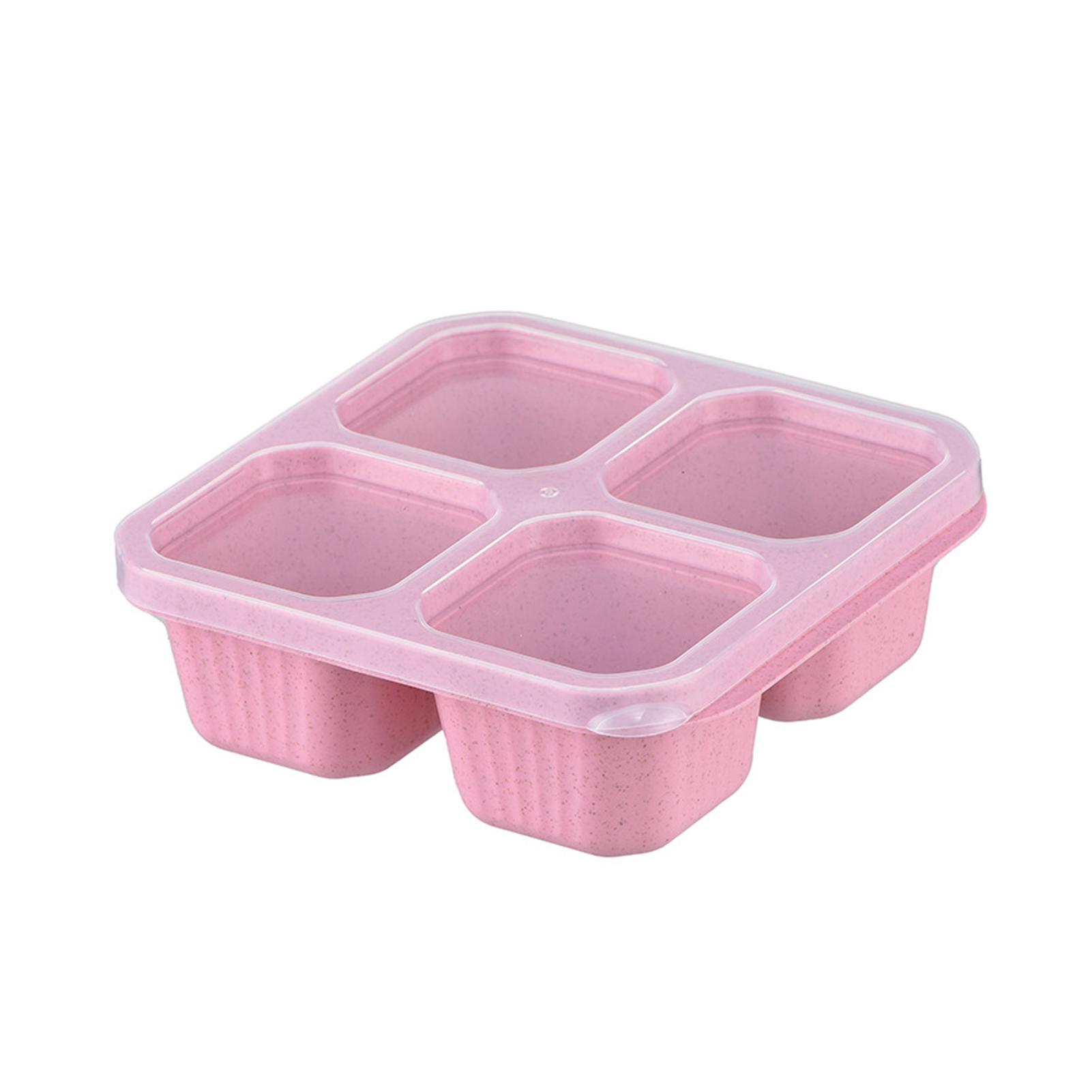 

Контейнеры для закусок с 4 отделениями, многоразовые контейнеры для приготовления еды и ланча, портативные для детей и взрослых, домашние бутылки для хранения закусок, кухонный инструмент розовый