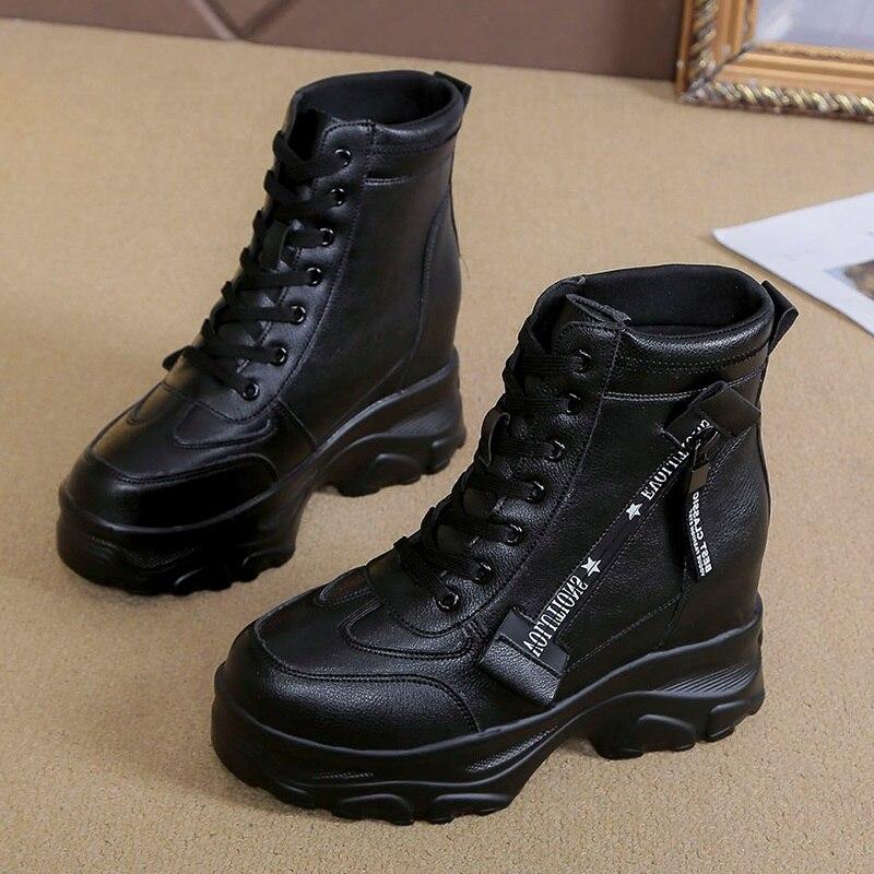 Botas de plataforma alta de otoño Tacones altos Zapatos de tobillo de suela  gruesa Zapatos de cuero de cuña Mantener calientes botas de felpa de  invierno comprar a buen precio — entrega