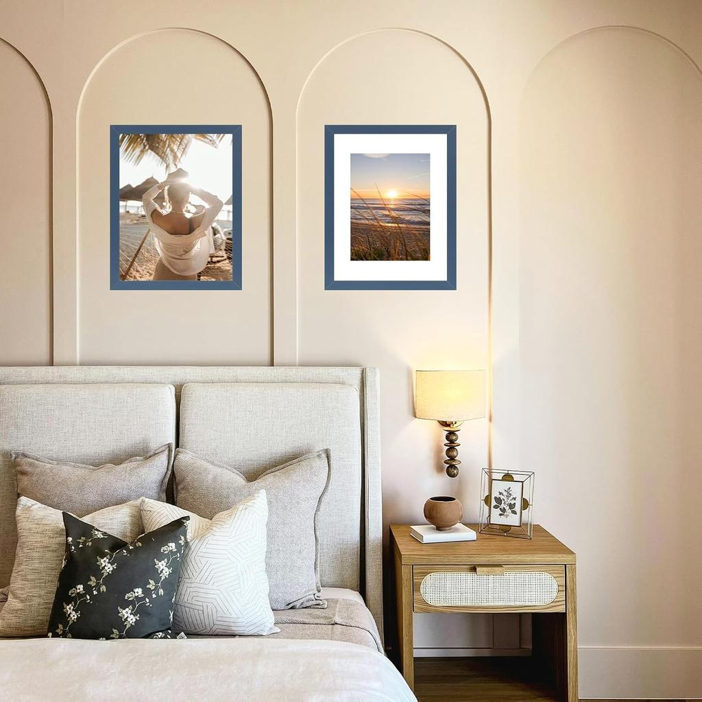 8x10 Picture Frame with 6x8 Mat, Display 6x8 with Mat or 8x10 Without Mat, Wood 8 by 10 Photo Frame, 8 x 10 Frame for Wall Hanging and Tabletop