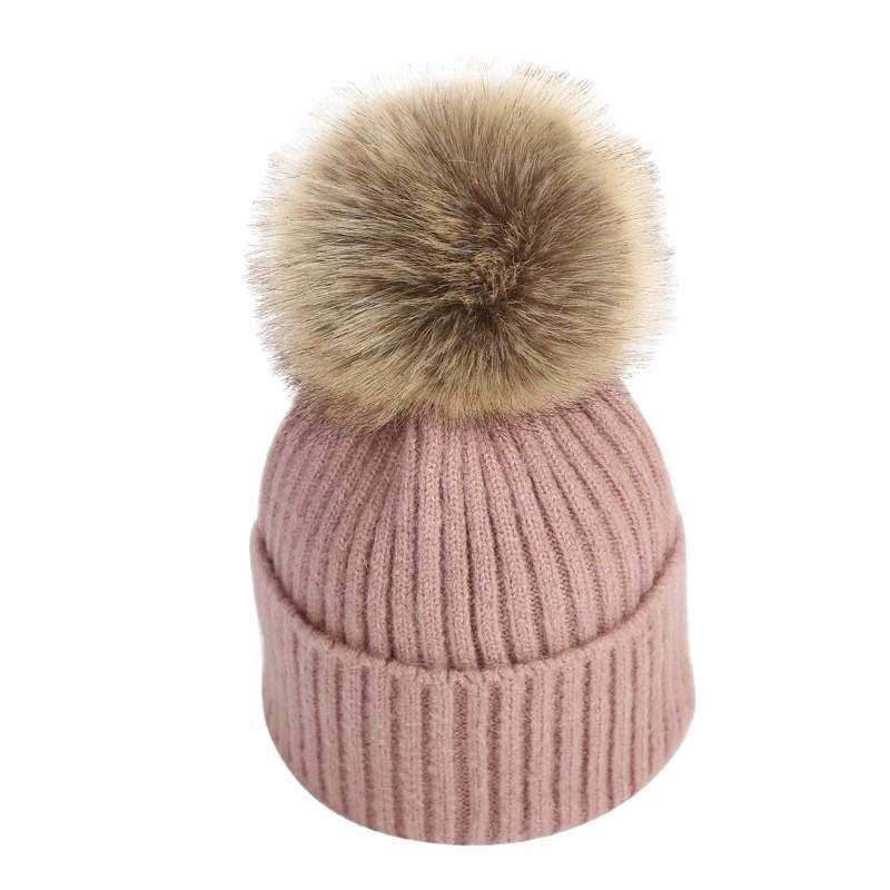 Hat Women's Winter Versatile Thickened Hairball Wool Hat Tide Student Autumn Winter Pullover Thickened Knitted Hat