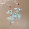 Sweet Pink Blue Flower Earrings for Women Yarn Mesh Long Tassel Earring Pendientes Y2K Jewelry Holiday Accessories
