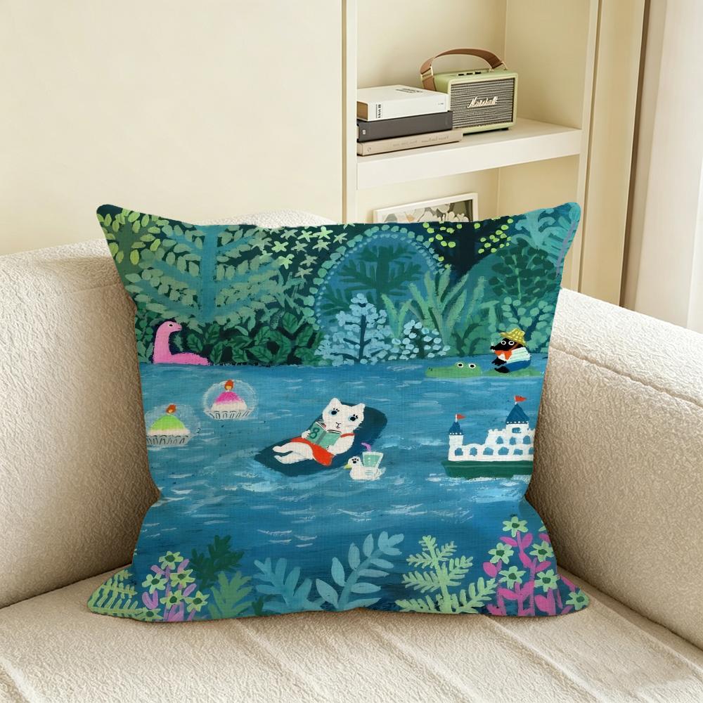 Y-Yumi Kitagishi Cushion Cover Natural Linen Pillowcase Set, All-In-One Decor For Sofa, Bedroom & Chair