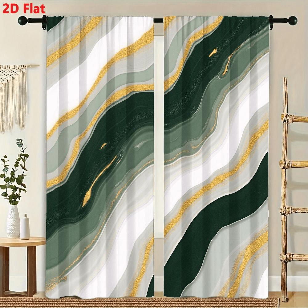 2 Pezzi Tende Arte Fluida Astratta con Tende Finestra Verde Foresta per Camera da Letto Decorazione Stanza Decorazione Trattamento Finestra.