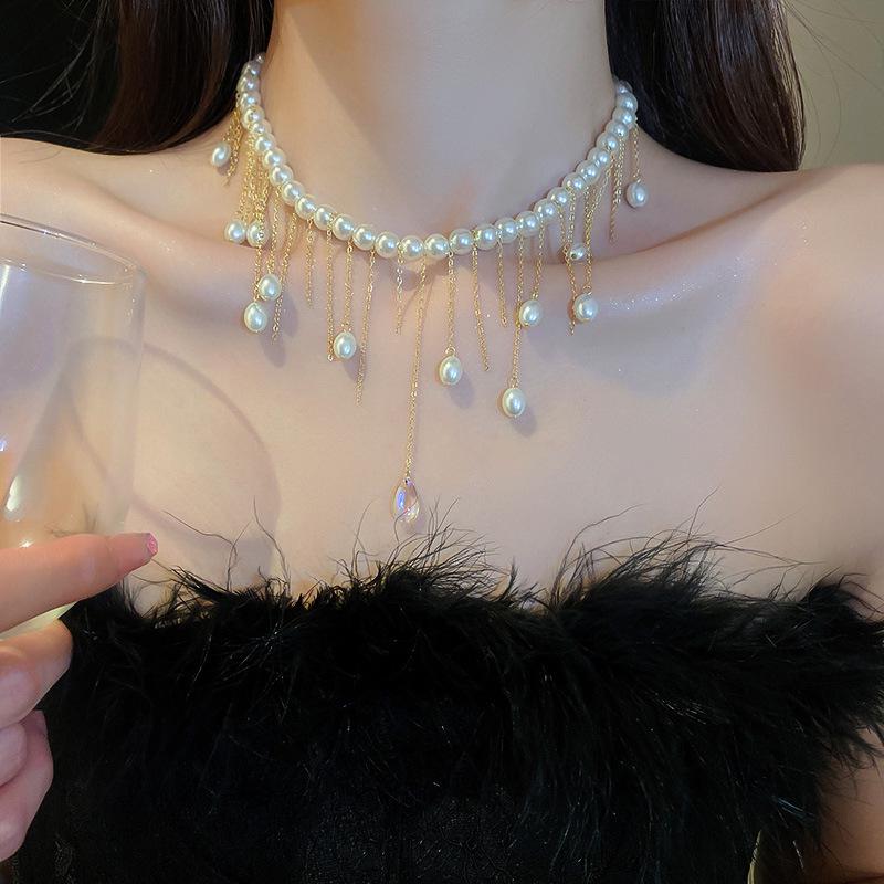 Vintage French Pearl Sweater Necklace: Elegant, Extra-Long Design for Versatile Fashion