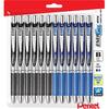 Pentel Energel Liquid Gel Ink Pen, 1.0mm Bold Point RTX Retractable Deluxe Pen, Metal Tip, Bulk Pack of 12; 6 Black & 6 Blue