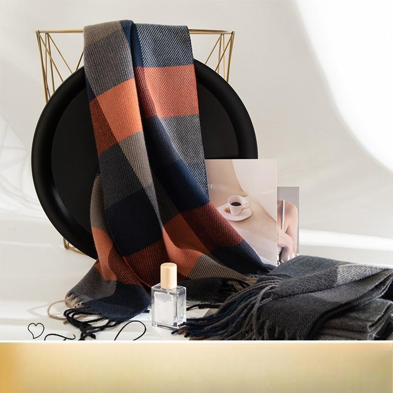 Winter British Style Imitation Cashmere Scarf for Men High End Checkerboard Cold Proof Shawl and Scarf