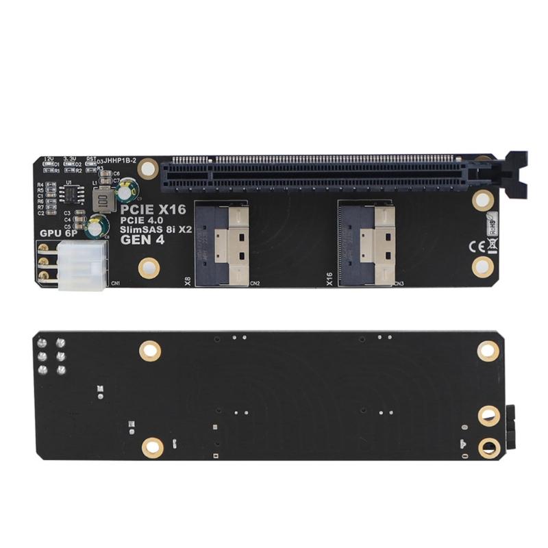 Gen4 2 Ports SlimSAS 8I X2 to PCIE 4.0 X16 Slot Adapter Board Replacement for Networks Card Graphics Video Card Capture