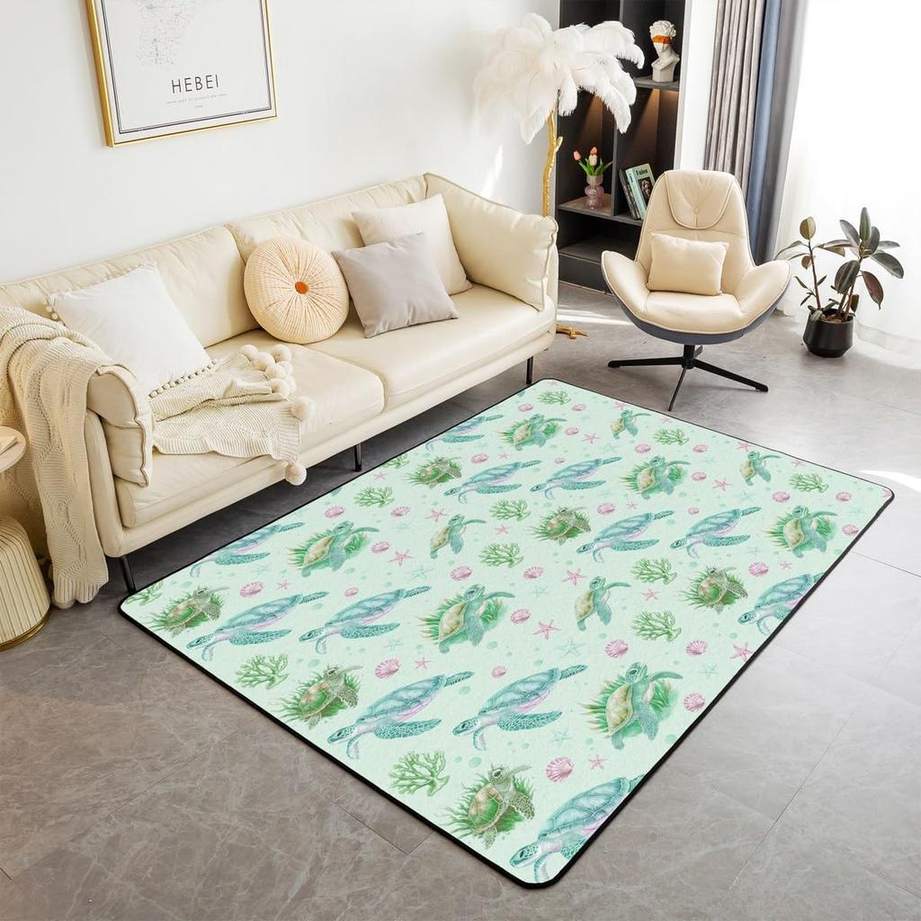 Ocean Themed Living Room Rugs for Bedroom Area Rug Octopus Decor Carpet for Boys Girls Teens Tentacles Indoor Floor Mat Black