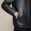 Qipai Men's Hooded Business Casual Leather Jacket
