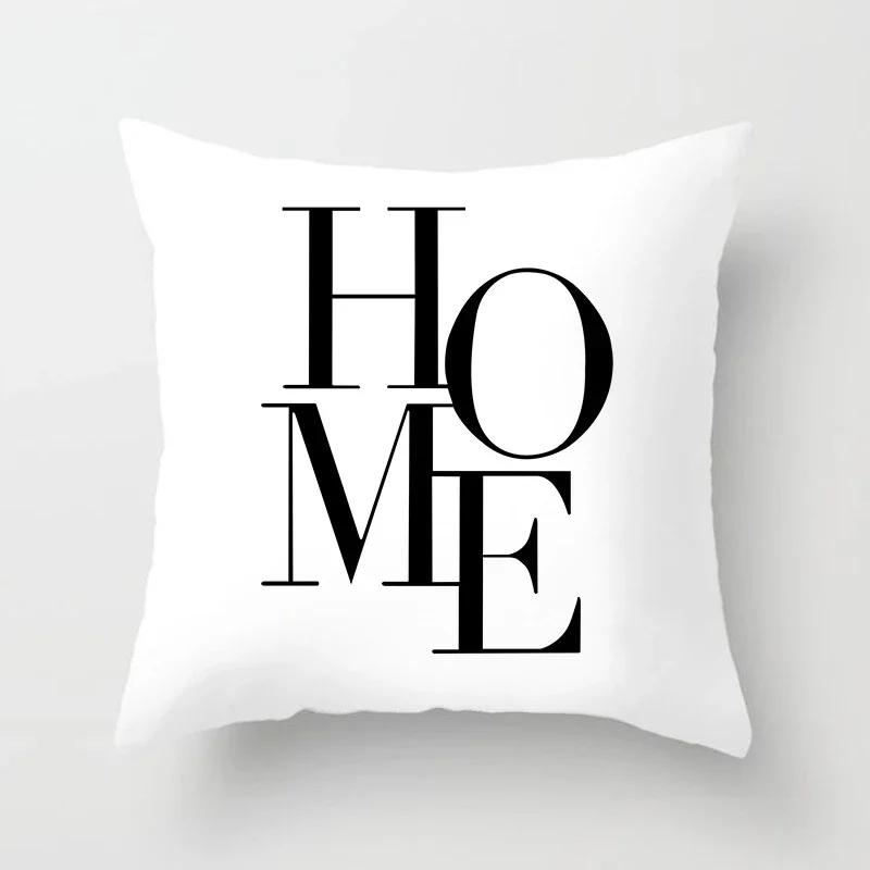 Home Decorated Black and White Geometric Cube Letter Printing Cushion Cushion Car Bedroom Living Room Sofa Pillow Sleeve