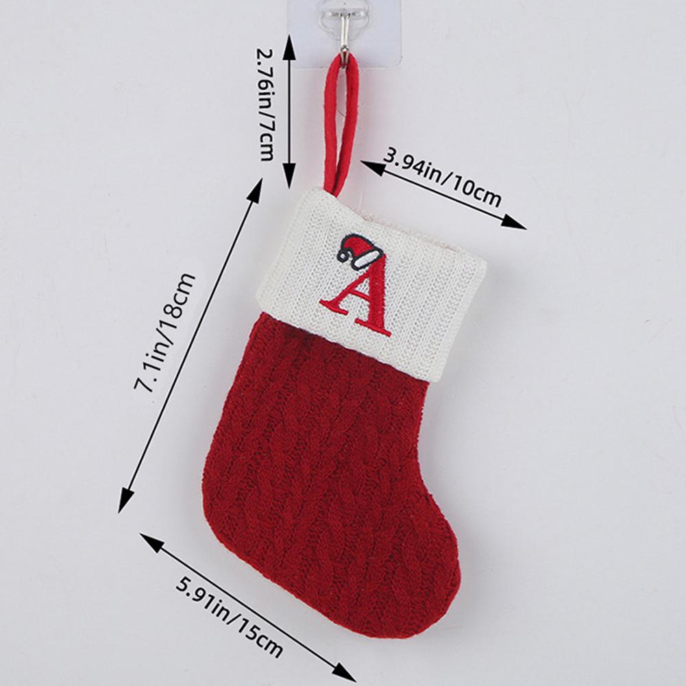 Initials Xmas Stocking Holiday Season Letter Present Premium Knitted Exquisitely Embroidered Stocking Present Bag For Christmas