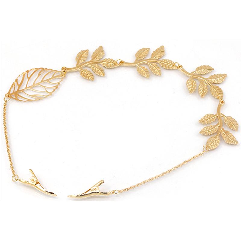RUI RUI YU Gold Metal Leaf Hairgrip Hair Chain Hairpins Headband Hair Accessories Hair Clips for Bride Women