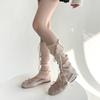 Y2K Lace Up Leg Warmers Sweet Ballet Knee High Socks Elastic Women's Stockings  Winter