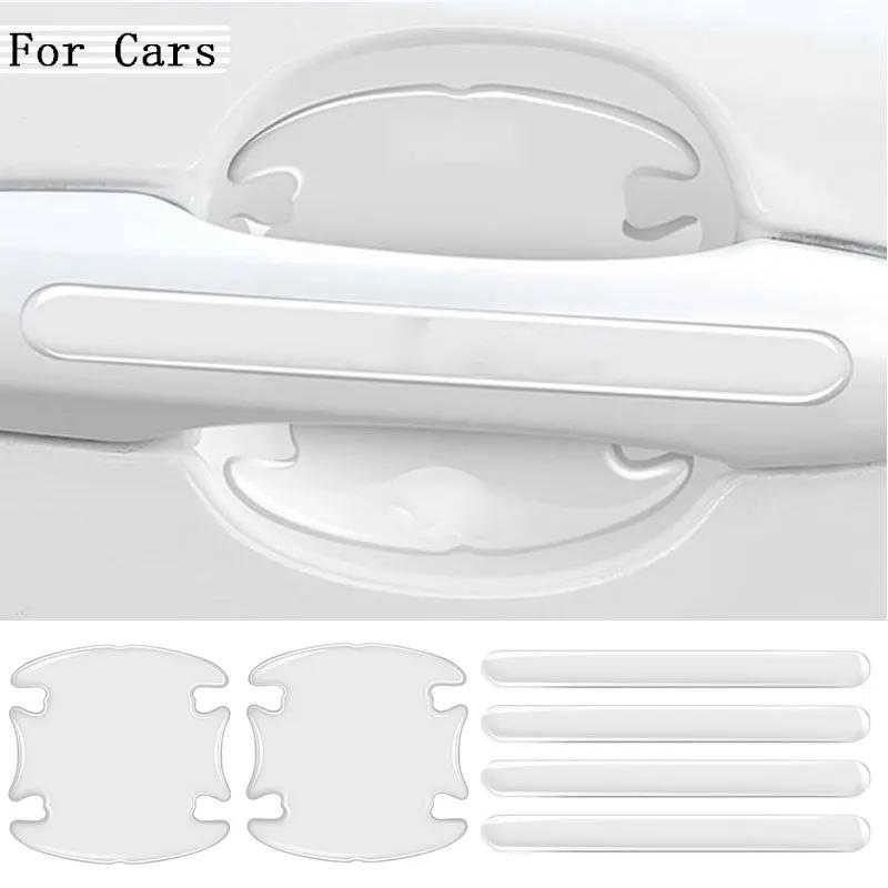 4/8pcs Transparent Car Sticker Protector Cars Doors Scratch Door Handle Sticker Rearview Mirror Protection Strip Auto Accessory