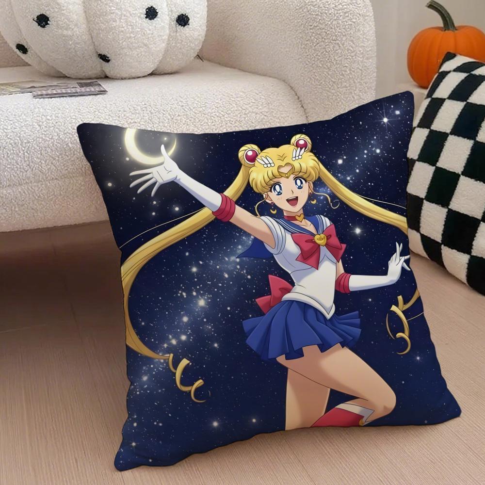 Dreamlike Cute SSailor Moon Cushion Cover Throw Pillow Cover Hidden Button Durable Polyester Chair Cushion
