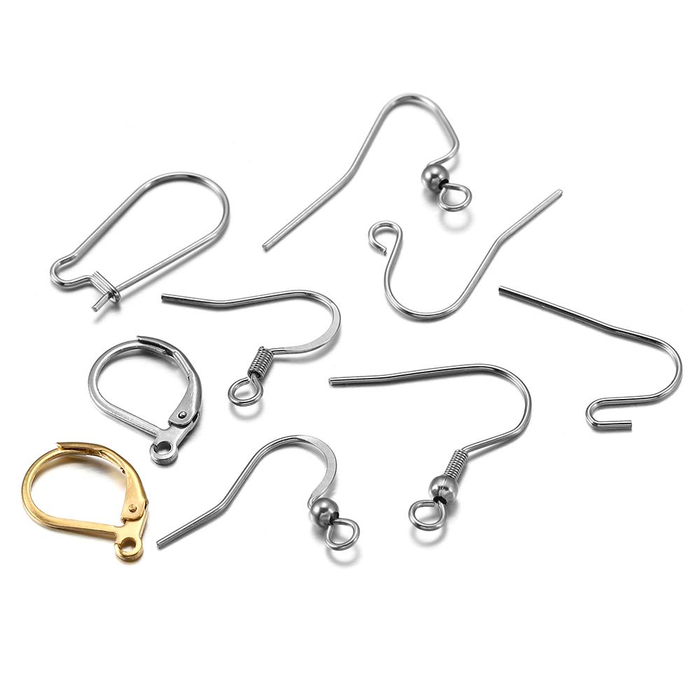 20-50pcs Gold  Stainless Steel Hypoallergenic Earring Hooks Fish Earwire Earrings Clasps Earring Wires For Jewelry Maki
