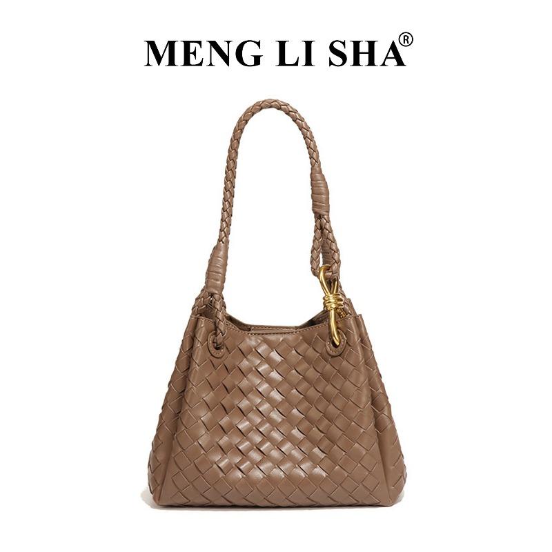 

Niche retro hand-woven parachute bag new metal rope buckle shoulder crossbody vegetable basket tote bag