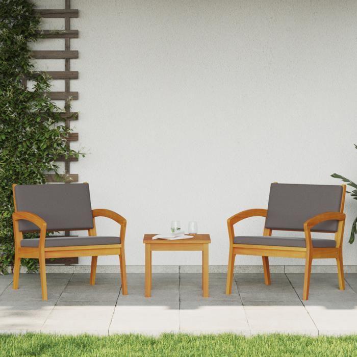 Chaises de jardin vidaXL 2 pcs 59,5x70,5x72,5 cm en bois massif d'acacia 4106469