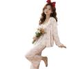 1011 Spring and Autumn New Ice Silk Pajamas Female Cartoon Sweet Wind Premium Cardigan Long Sleeve Thin Loungewear Set