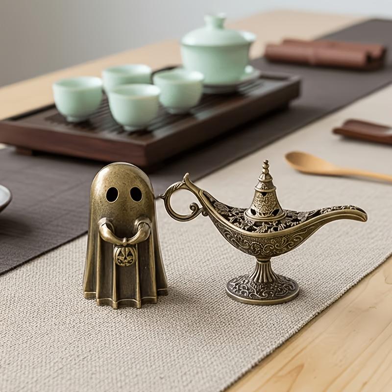 2pcs Ghost Handheld Pumpkin Incense Holder Vintage Metal Genie Lamp Shape Incense Holder |Home Yard Tabletop Decor 7