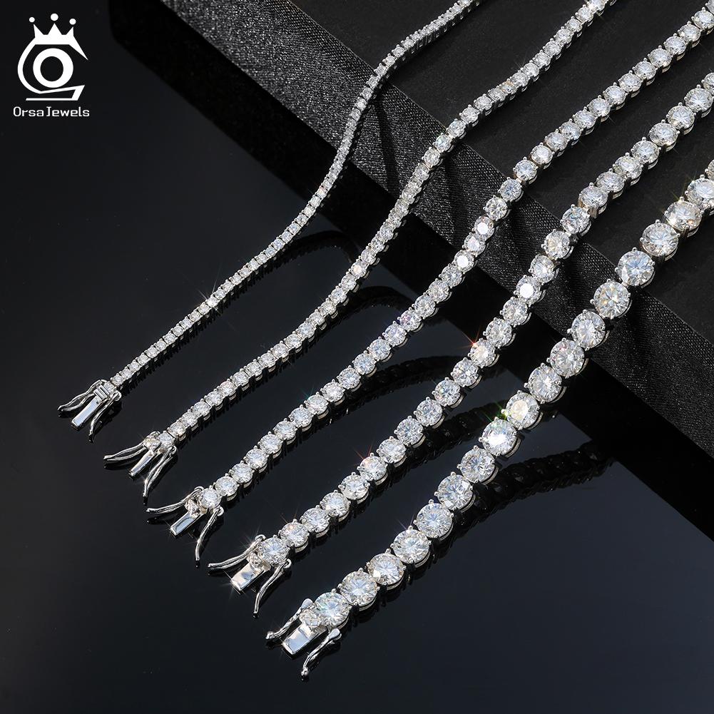 ORSA JEWELS D Color VVS Moissanite Diamond Tennis Bracelet 925 Sterling Silver Elegant and Timeless Jewelry for Women MOB01