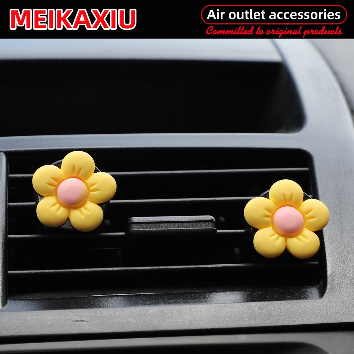 

2 Pcs pink flower car air vent decoration for car interior accessories yellow, orange, blue, green, white women s жовтий